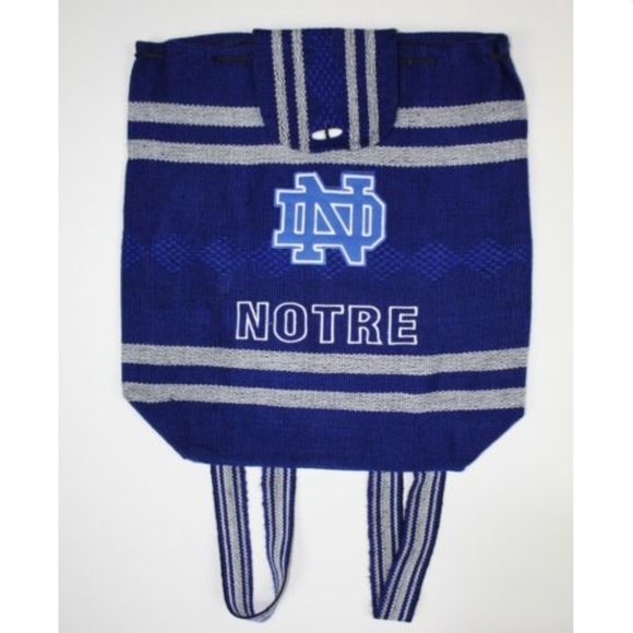 Handmade Notre Dame Blue Baha Drawstring Backpack - Picture 3 of 8